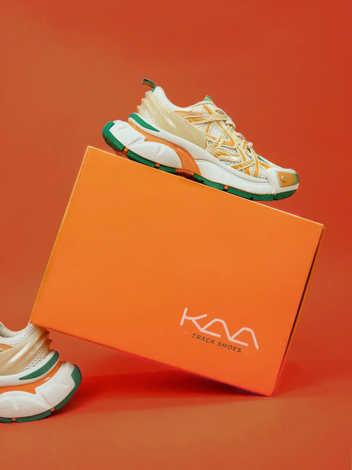 KAALIXTO丨Beige And Orange Color Matching Casual Breathable Dad Shoes