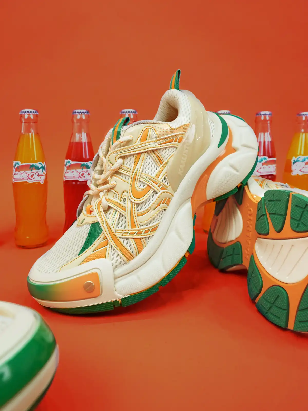KAALIXTO丨Beige And Orange Color Matching Casual Breathable Dad Shoes
