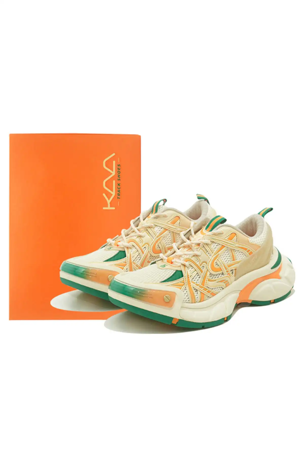 KAALIXTO丨Beige And Orange Color Matching Casual Breathable Dad Shoes