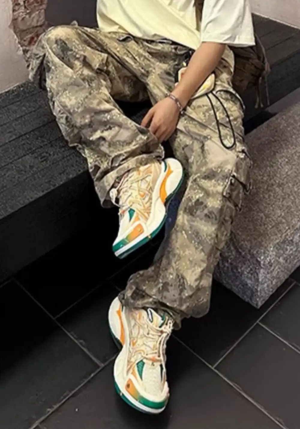 KAALIXTO丨Beige And Orange Color Matching Casual Breathable Dad Shoes