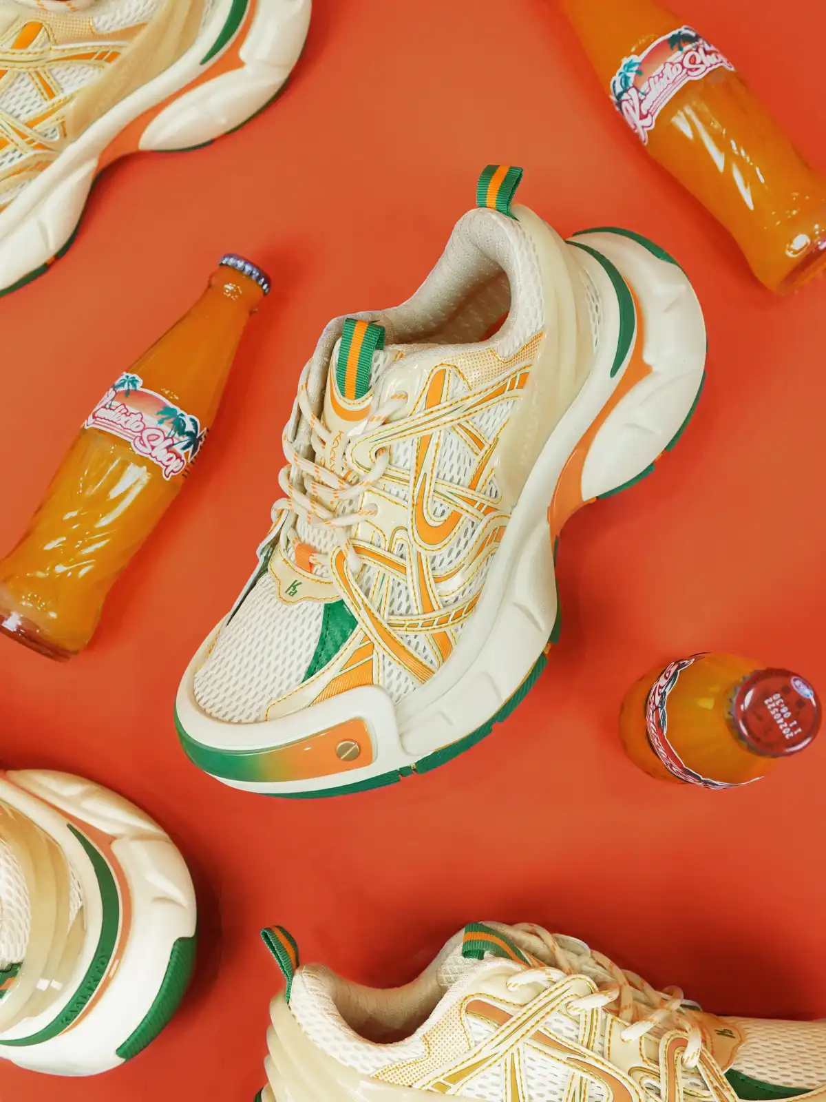 KAALIXTO丨Beige And Orange Color Matching Casual Breathable Dad Shoes