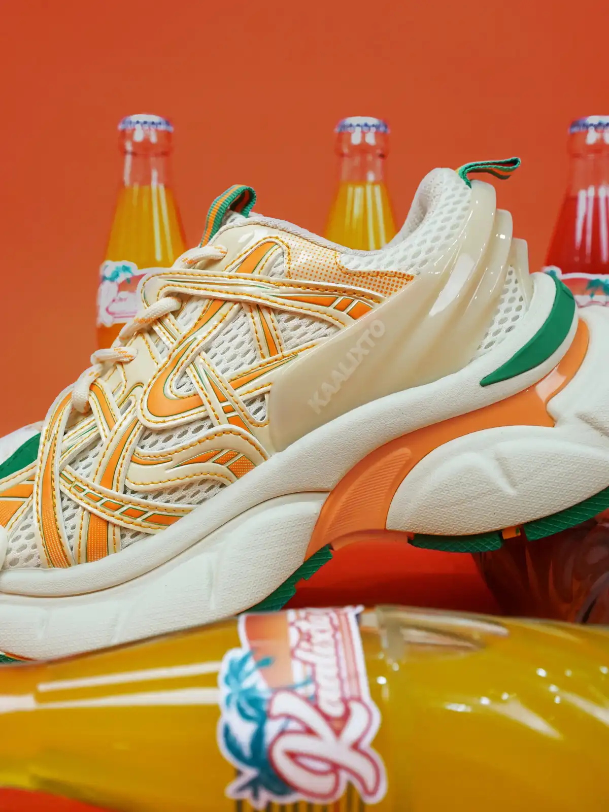 KAALIXTO丨Beige And Orange Color Matching Casual Breathable Dad Shoes
