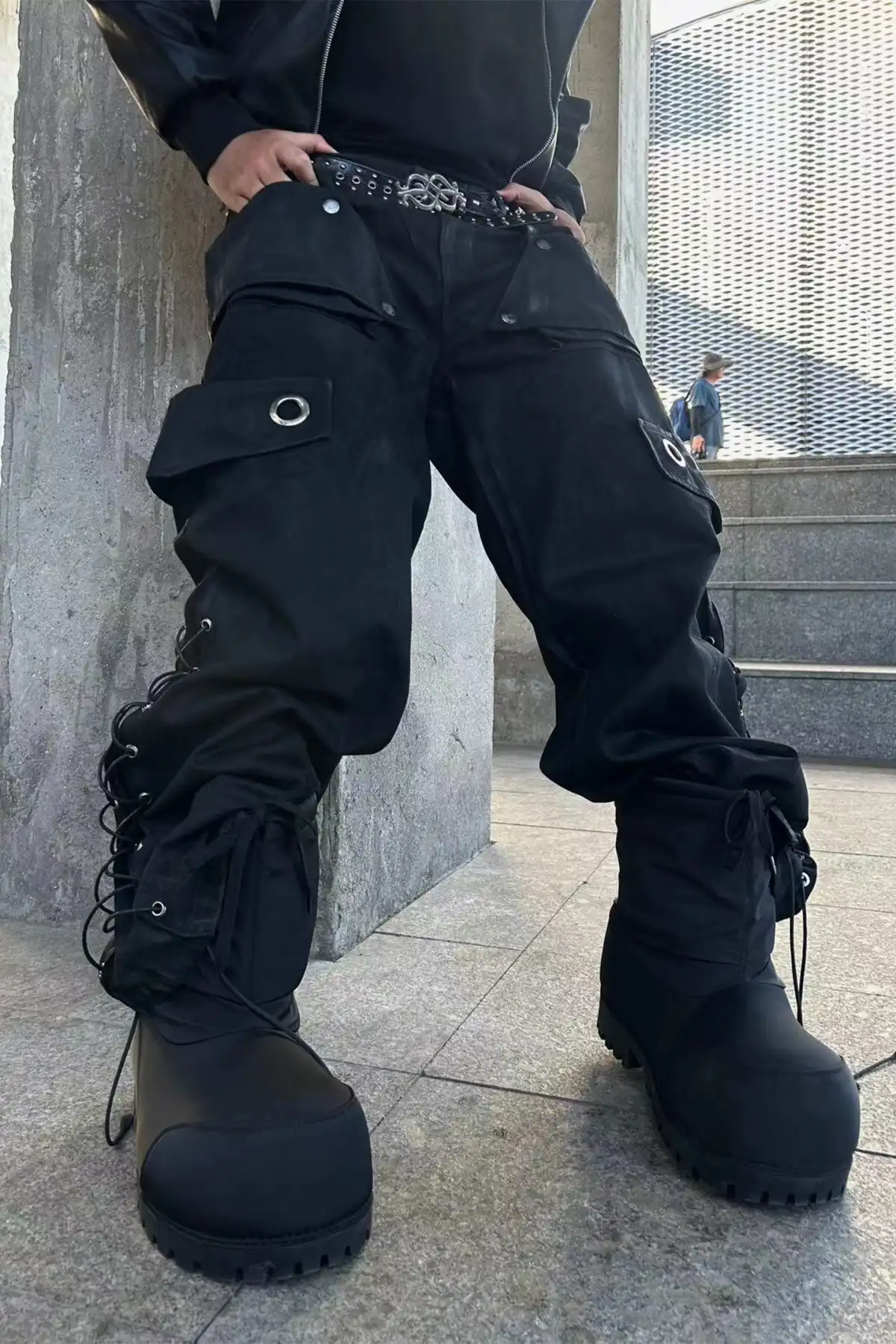 Disark│Hand-Waxed Wide-Leg Denim Trousers