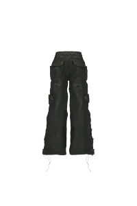 Disark│Hand-Waxed Wide-Leg Denim Trousers
