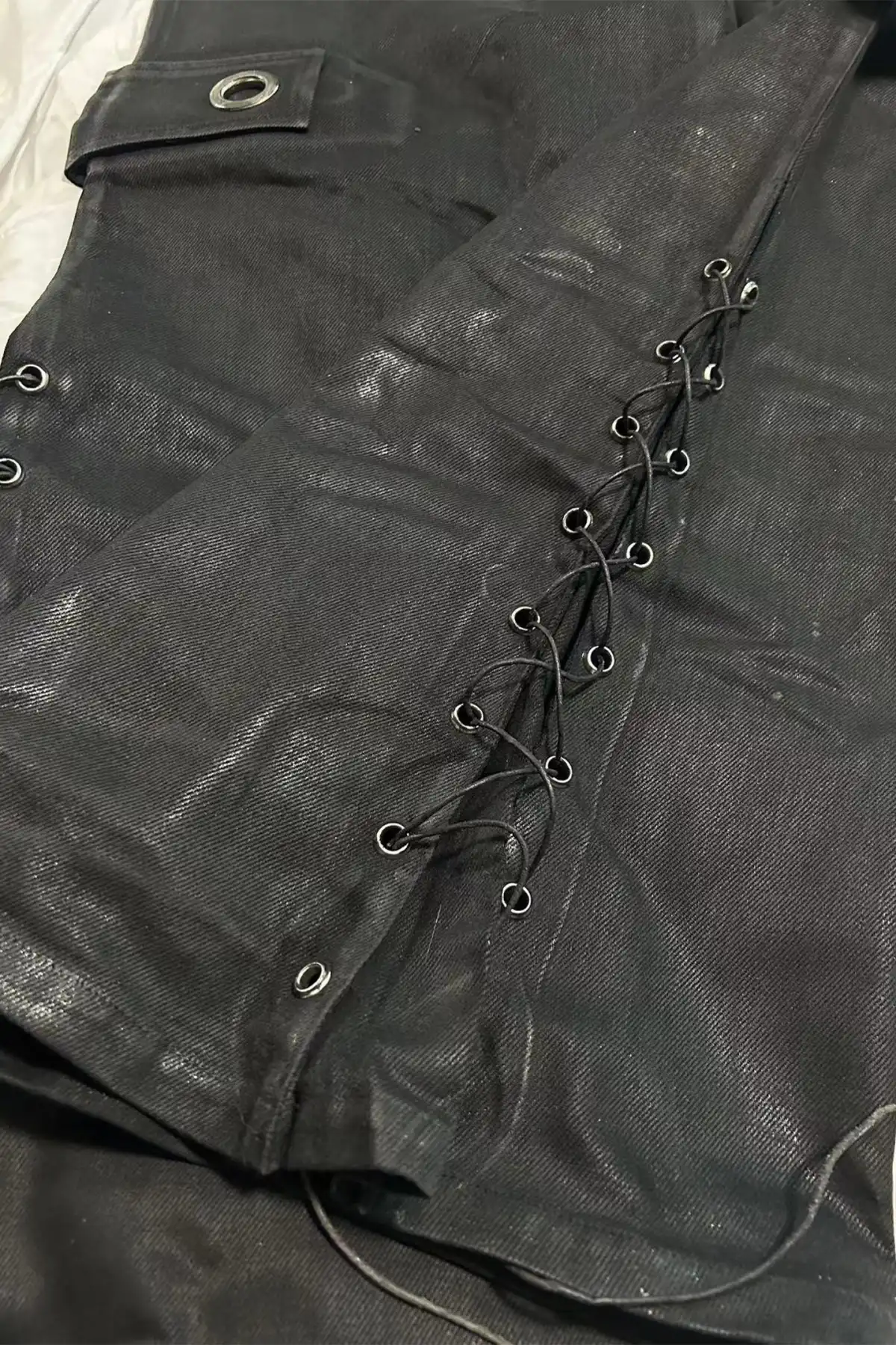 Disark│Hand-Waxed Wide-Leg Denim Trousers