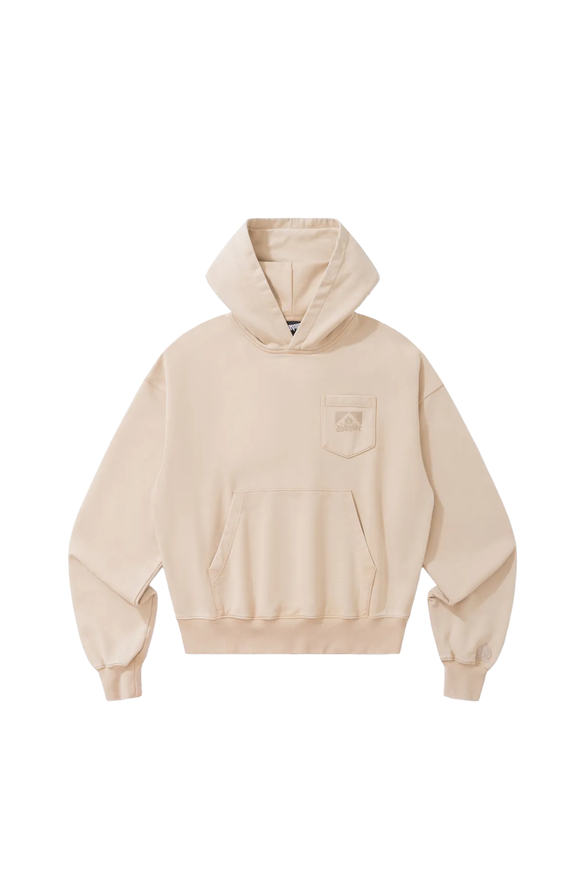 BURNIN* “97’series” worn square logo washed and distressed hooded sweatshirt