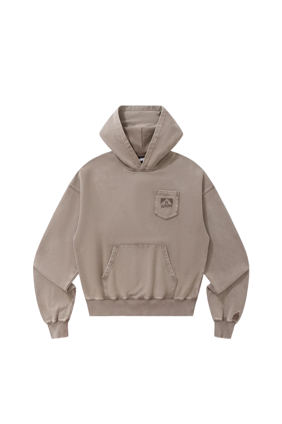 BURNIN* “97’series” worn square logo washed and distressed hooded sweatshirt