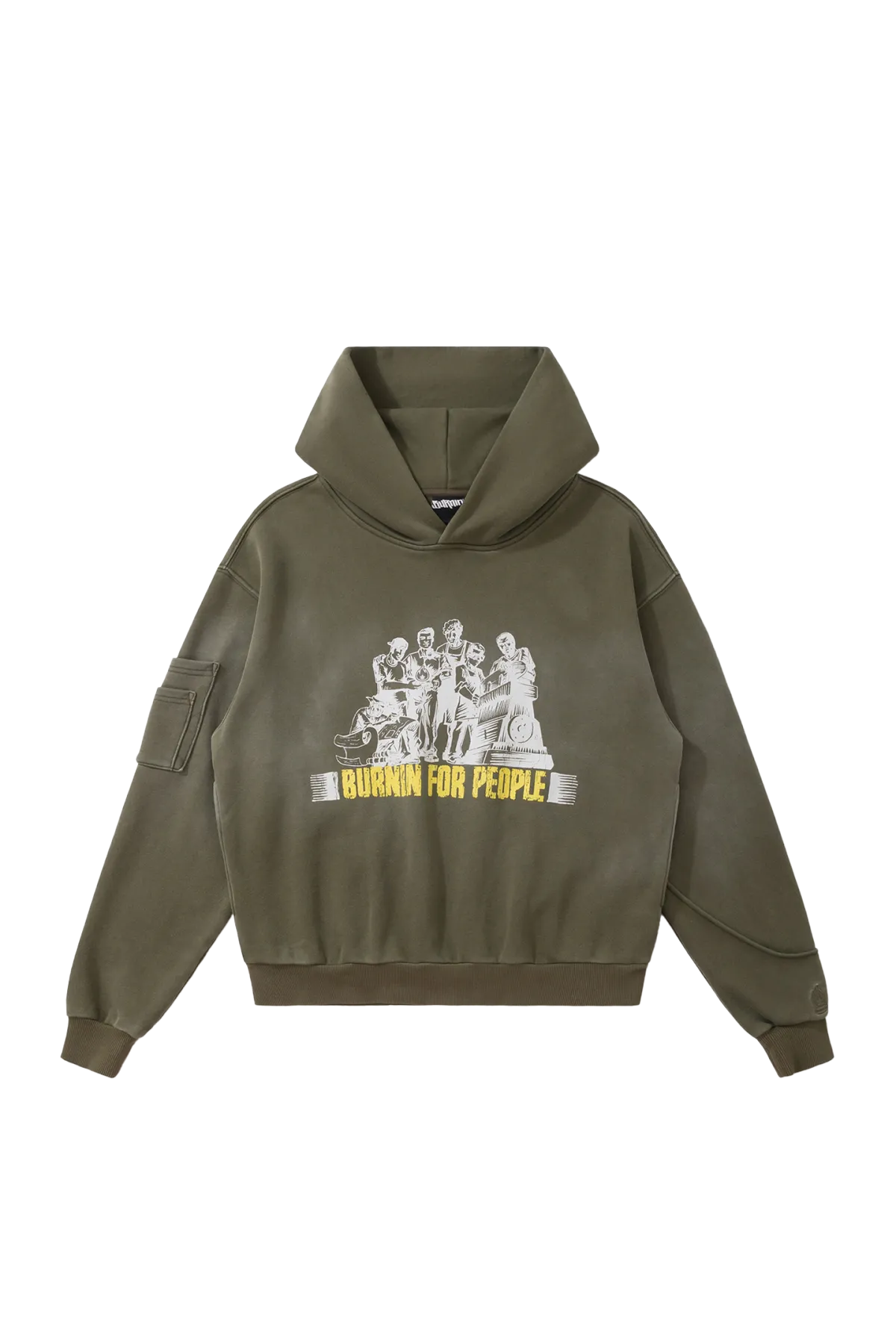BURNIN Distressed Washed Printed Hoodie