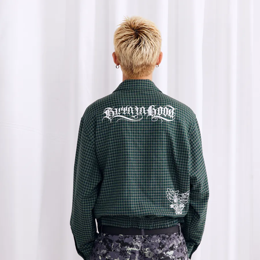 BURNIN Plaid Fake Two-piece Community Culture Jacket - 3