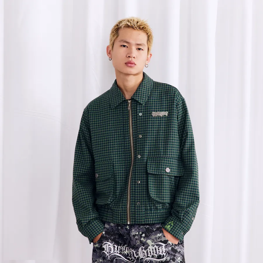 BURNIN Plaid Fake Two-piece Community Culture Jacket - 2