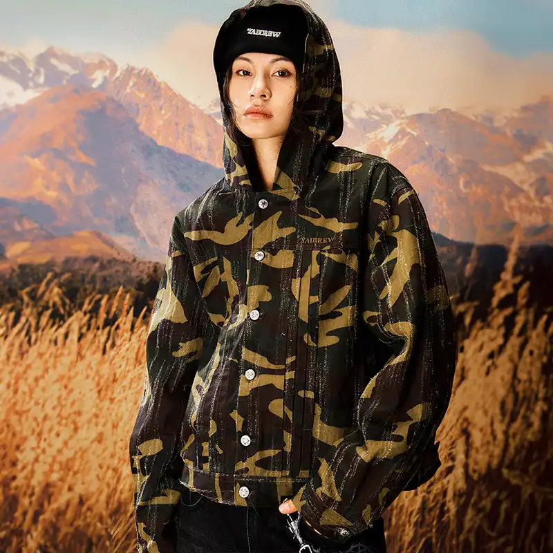 YADcrew | Camouflage Tree Scratched Hooded Jacket