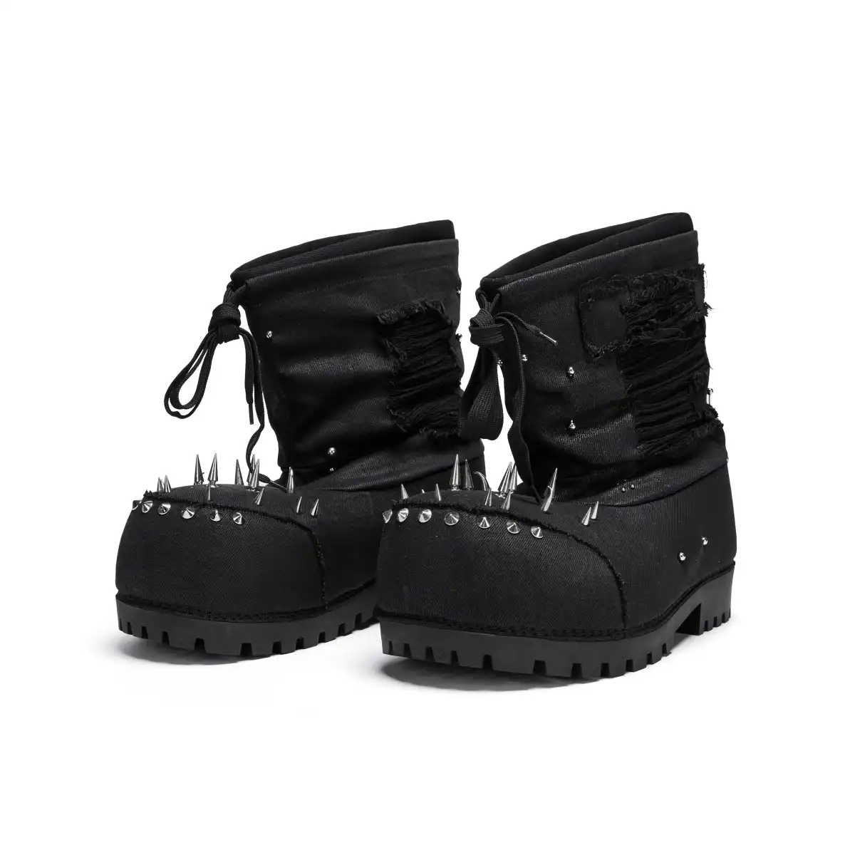 Fourth3ex丨Rivet Waxed Destroyed Denim Boots