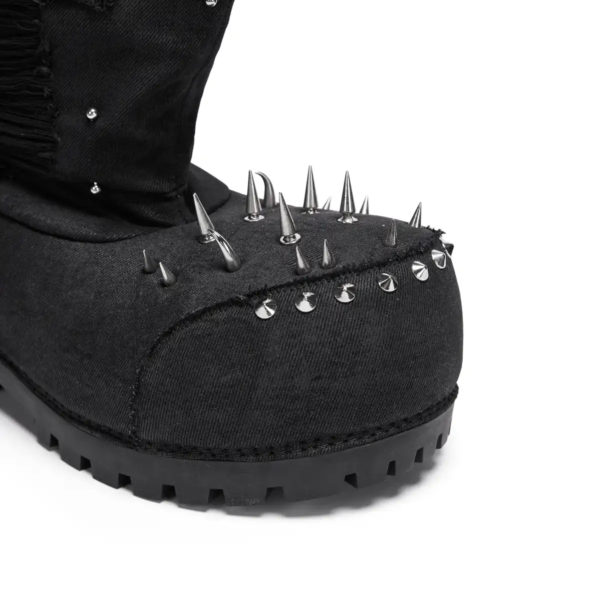 Fourth3ex丨Rivet Waxed Destroyed Denim Boots