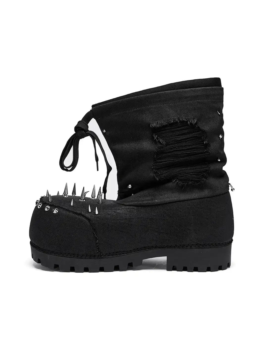 Fourth3ex丨Rivet Waxed Destroyed Denim Boots