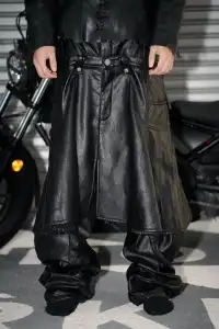 Fourth3ex丨Scimitar Pleated Detachable Leather Pants