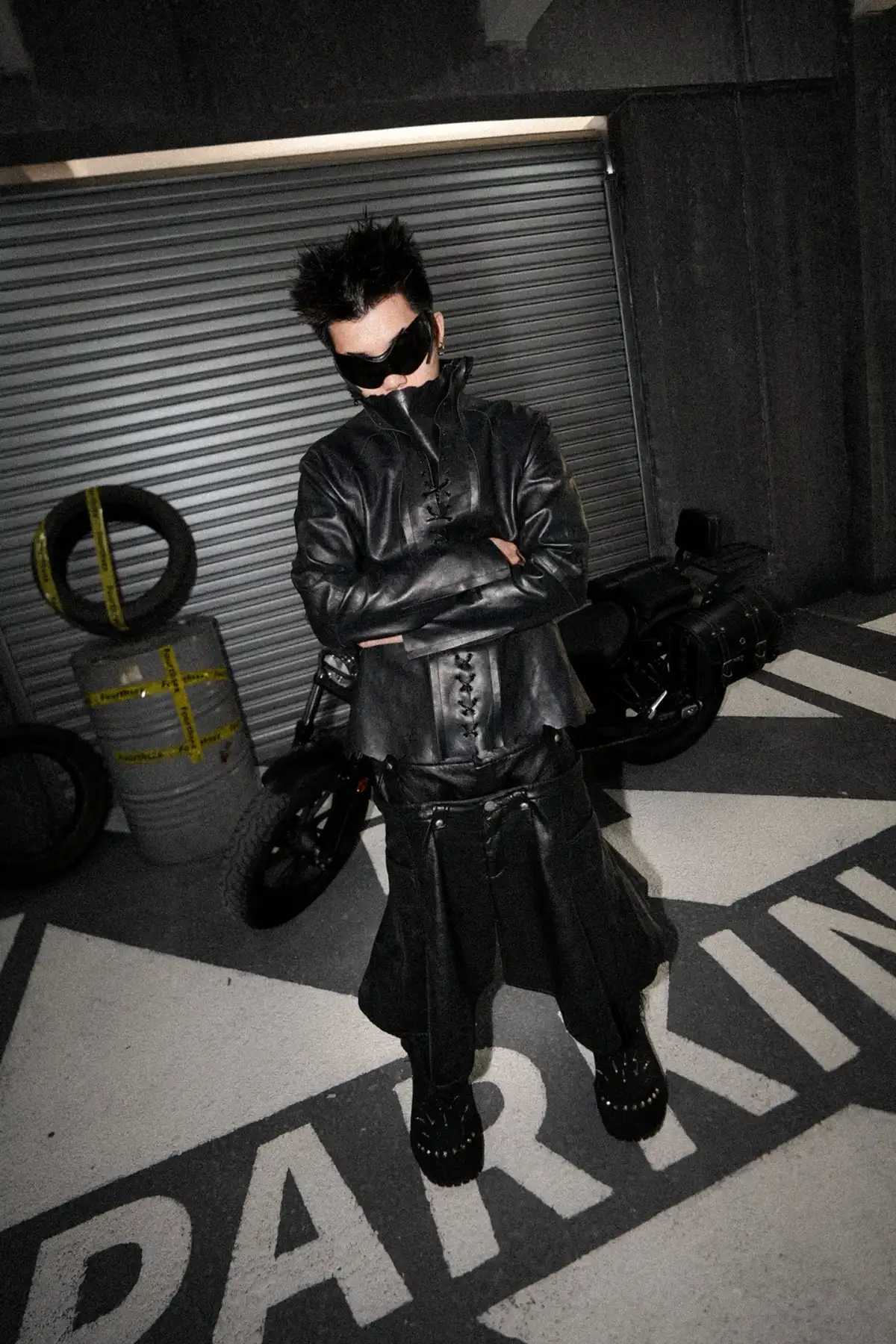 Fourth3ex丨Scimitar Pleated Detachable Leather Pants