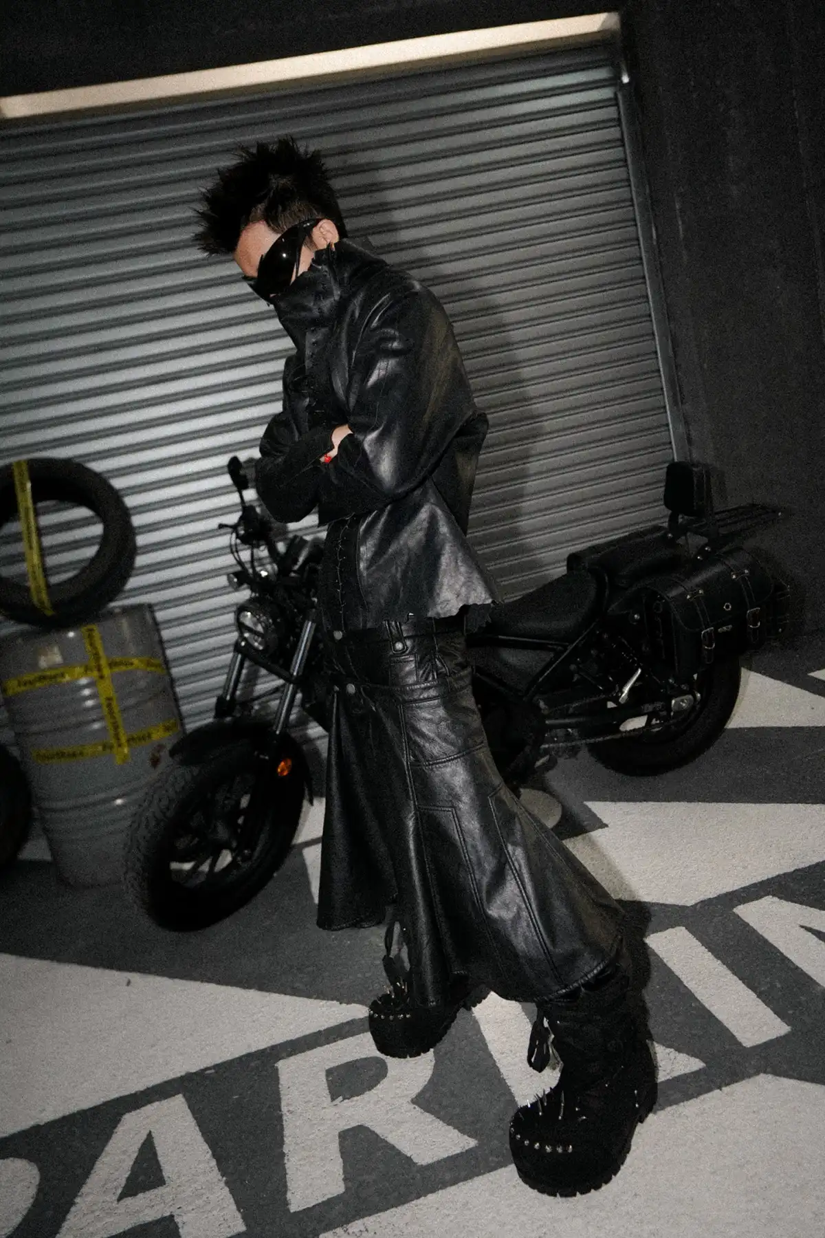 Fourth3ex丨Scimitar Pleated Detachable Leather Pants