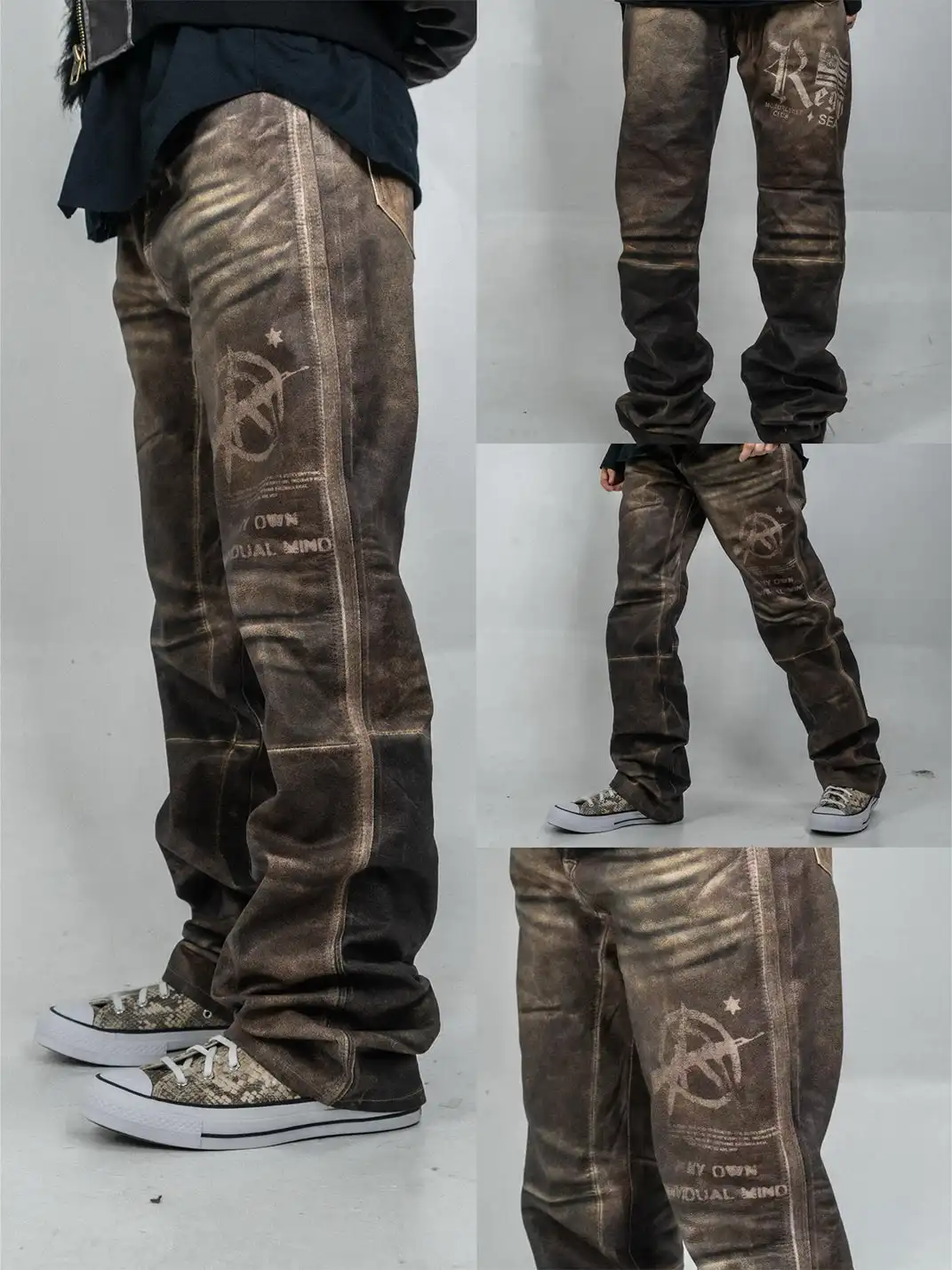 REGEN ZONE | Waxed Faux Leather Jeans