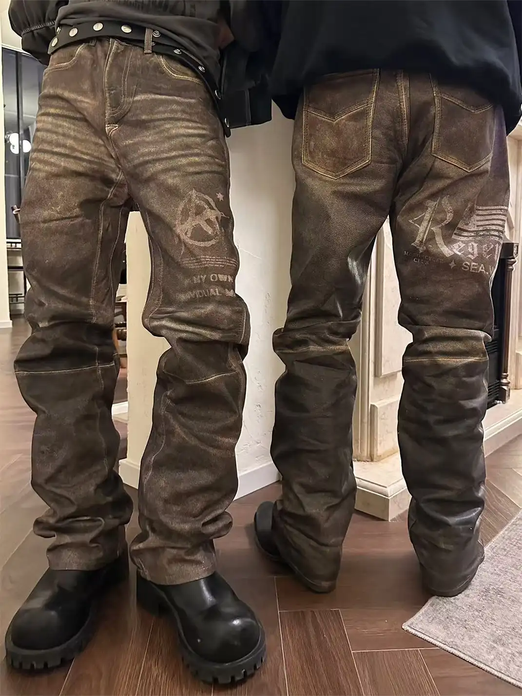REGEN ZONE | Waxed Faux Leather Jeans