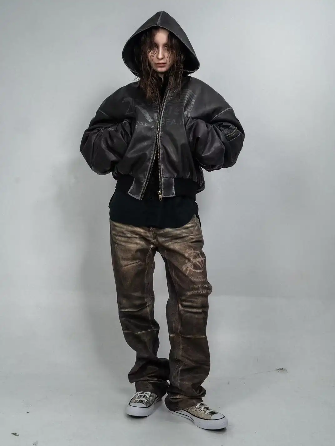 REGEN ZONE | Waxed Faux Leather Jeans