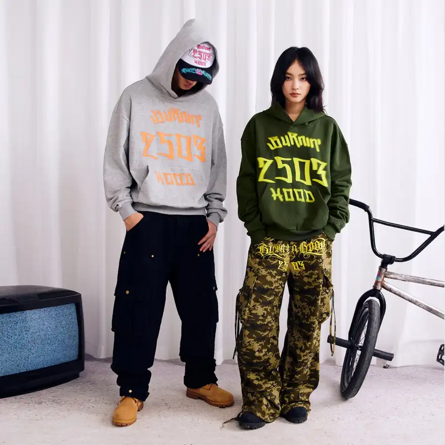 BURNIN*Phantom Logo Contrast Tire Print Hoodie - 2