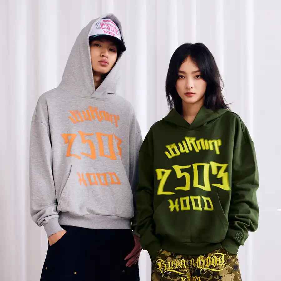 BURNIN*Phantom Logo Contrast Tire Print Hoodie - 4