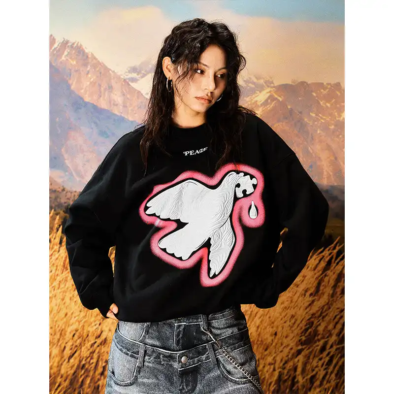 YADcrew | Peace Dove Printed Sweatshirt For Couple