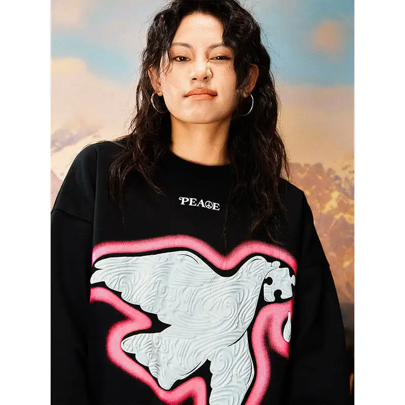 YADcrew | Peace Dove Printed Sweatshirt For Couple