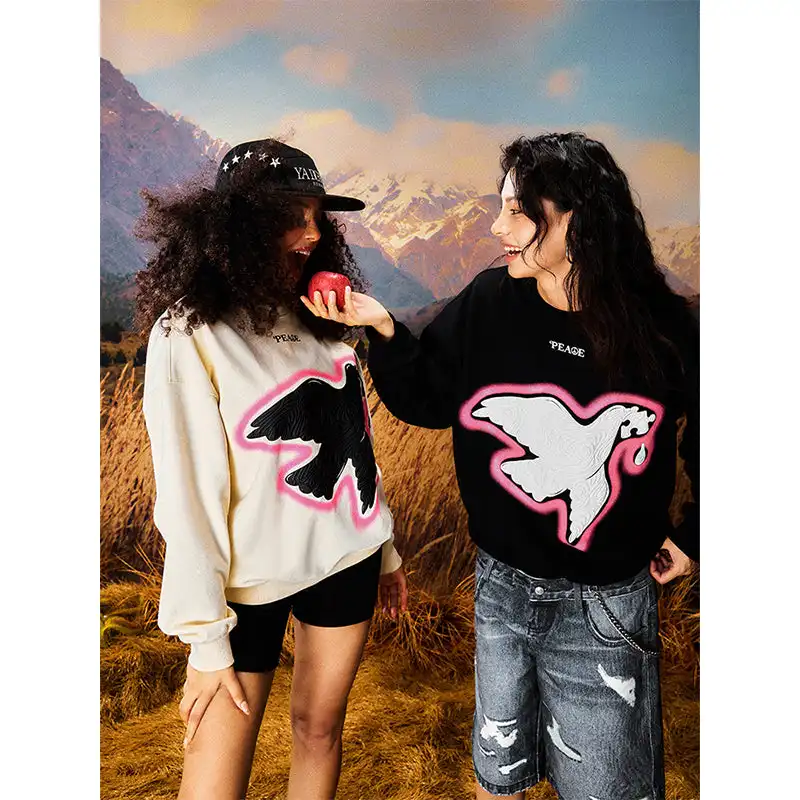 YADcrew | Peace Dove Printed Sweatshirt For Couple
