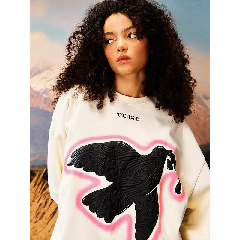 YADcrew | Peace Dove Printed Sweatshirt For Couple