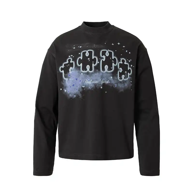 YADcrew丨Stardust Digital Printed Puzzle Long Sleeve T-Shirt