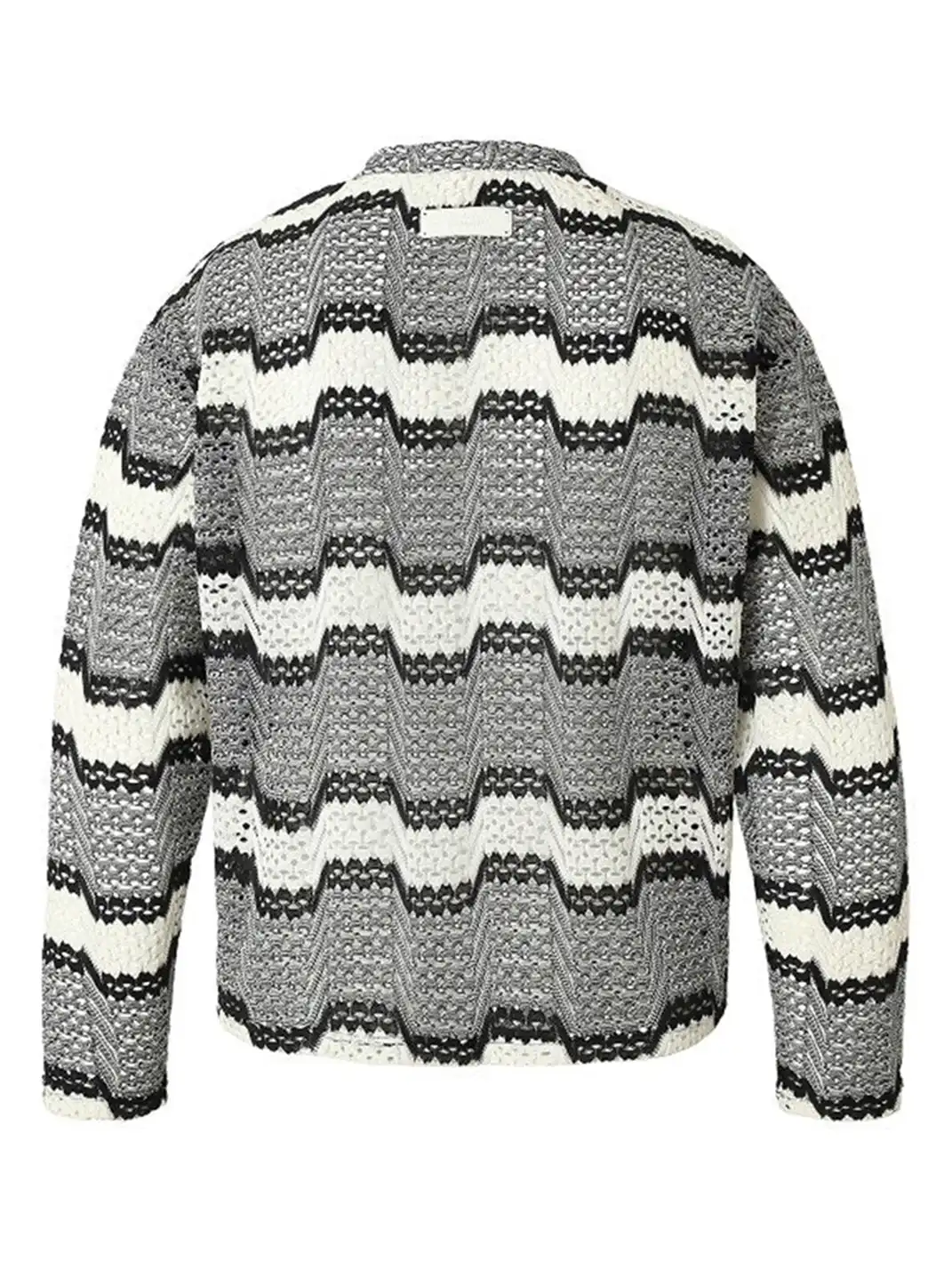 YADcrew丨Cutout Geometric Stripe Henley Collar Long Sleeve