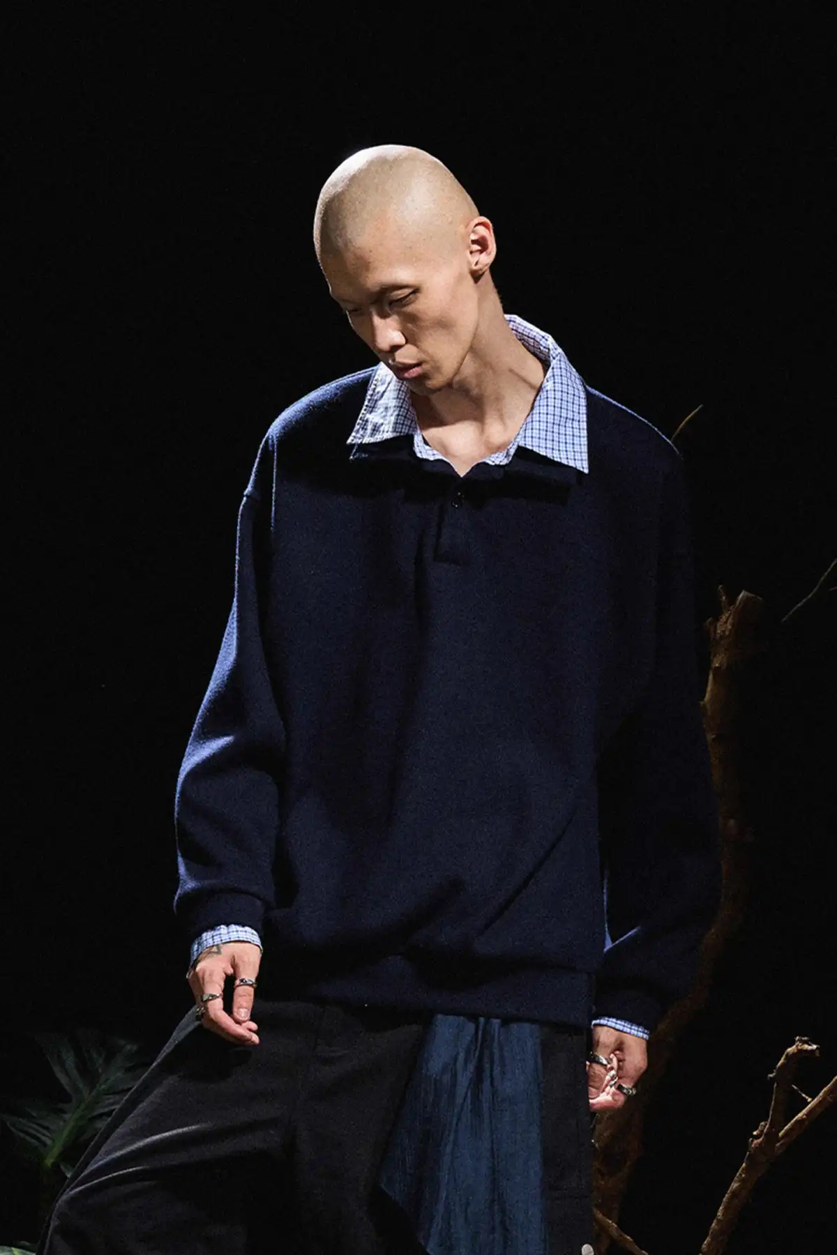 RELABEL丨Double-layer Plaid Patchwork Sweater
