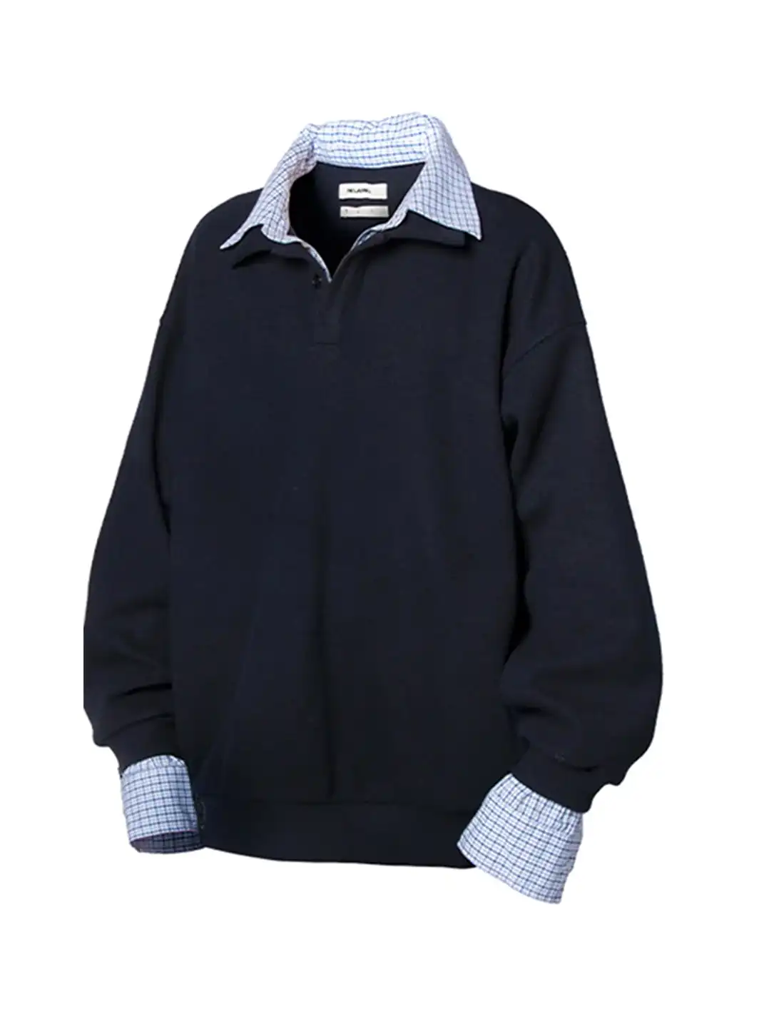 RELABEL丨Double-layer Plaid Patchwork Sweater