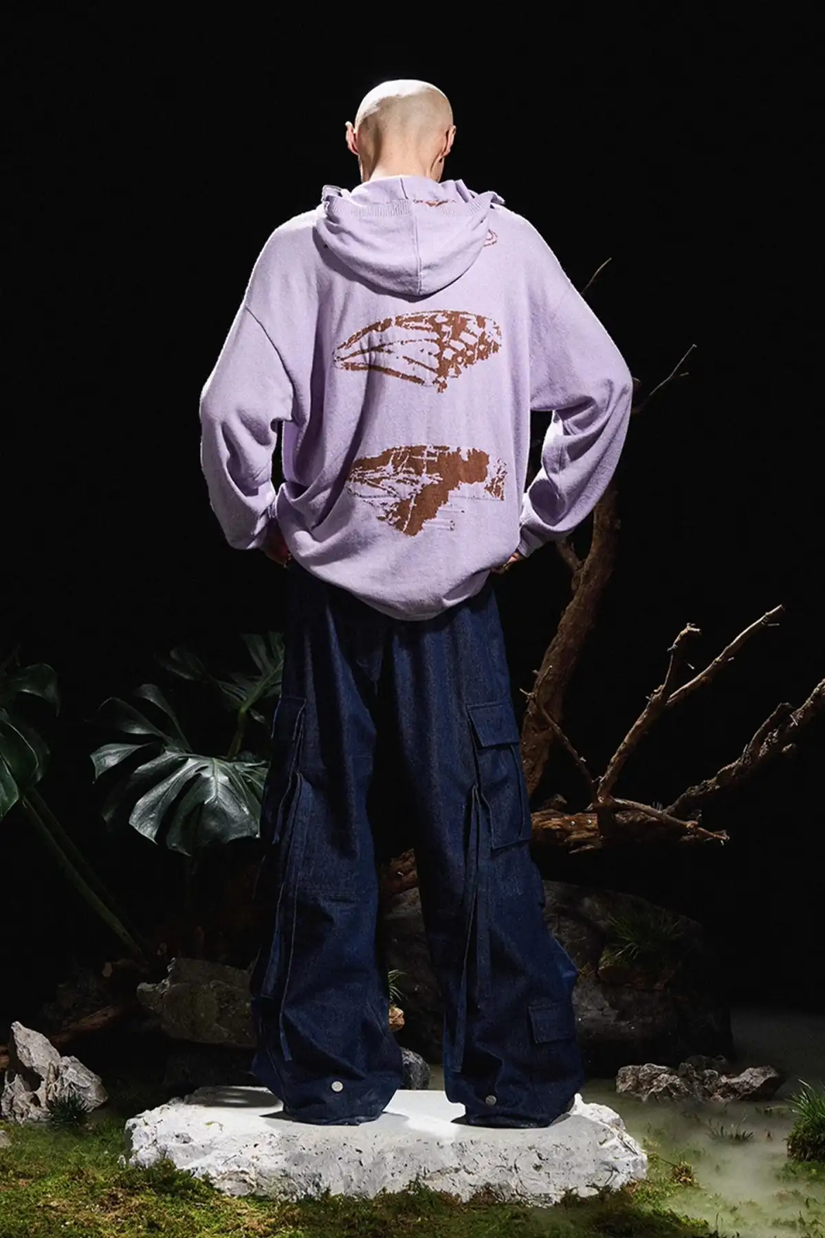 RELABEL丨Washed Silhouette Pleated Ribbon Jeans