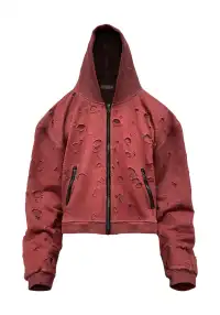 Distressed with Punch Holes Vintage Wizard Hat Short and Wide Hoodie