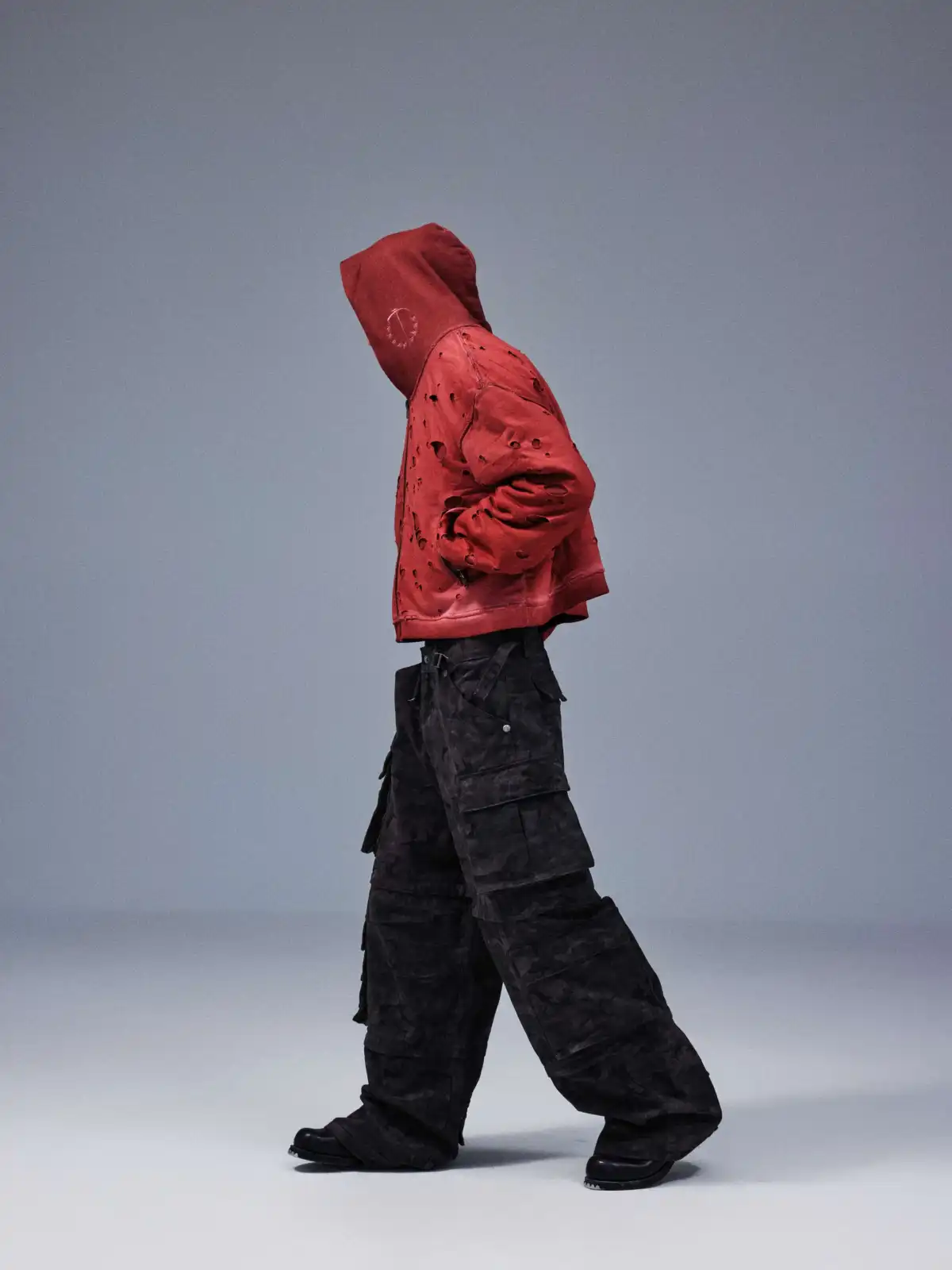 Distressed with Punch Holes Vintage Wizard Hat Short and Wide Hoodie