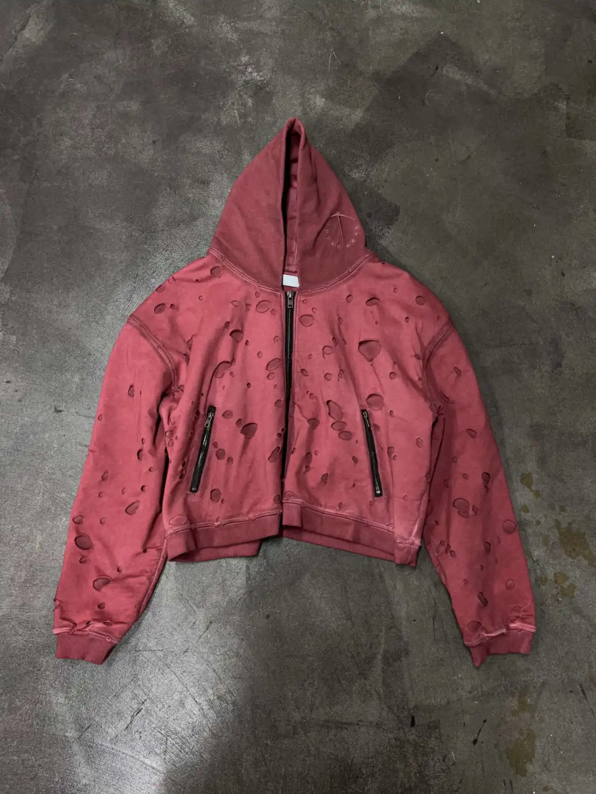 Distressed with Punch Holes Vintage Wizard Hat Short and Wide Hoodie