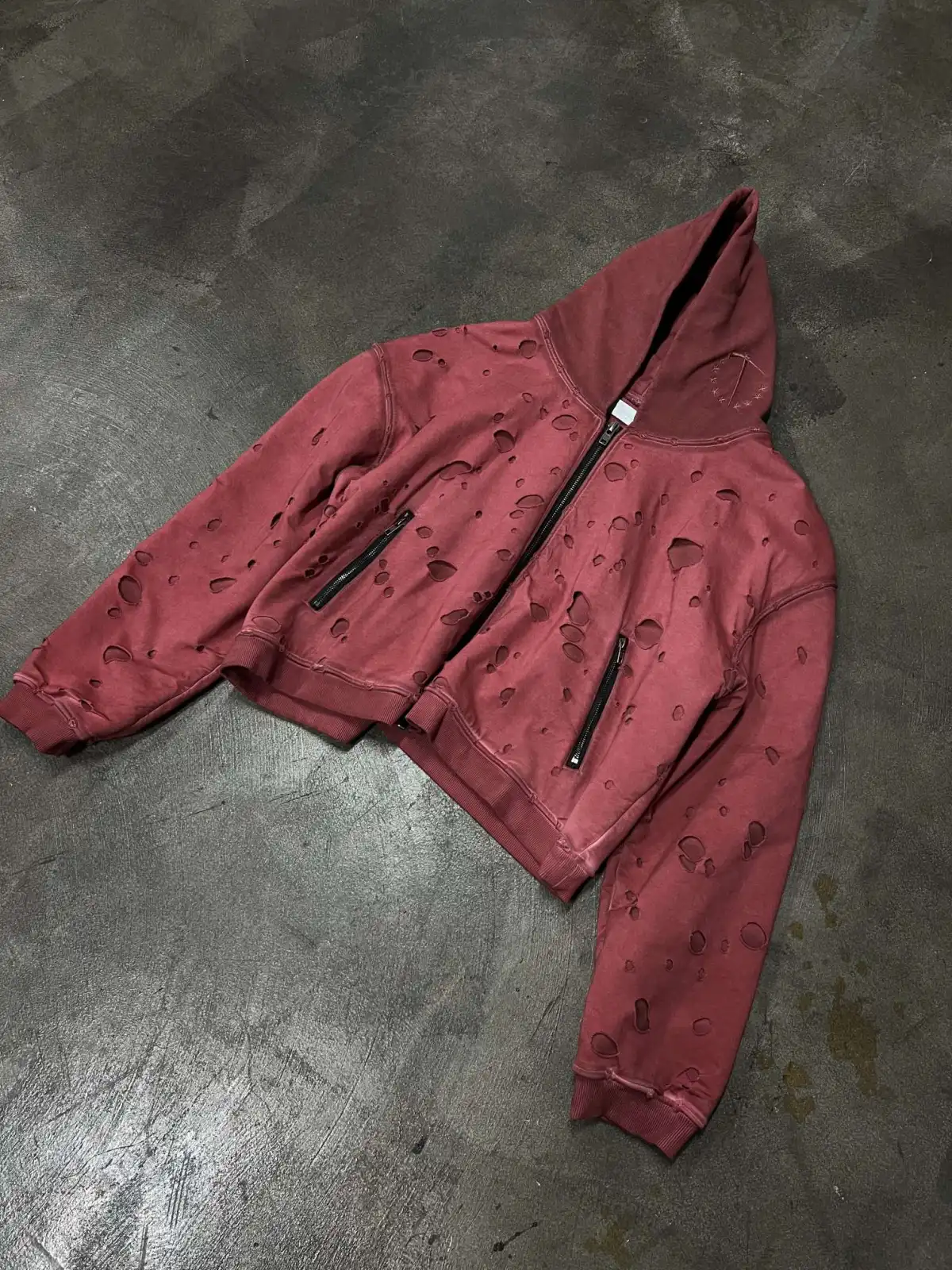 Distressed with Punch Holes Vintage Wizard Hat Short and Wide Hoodie