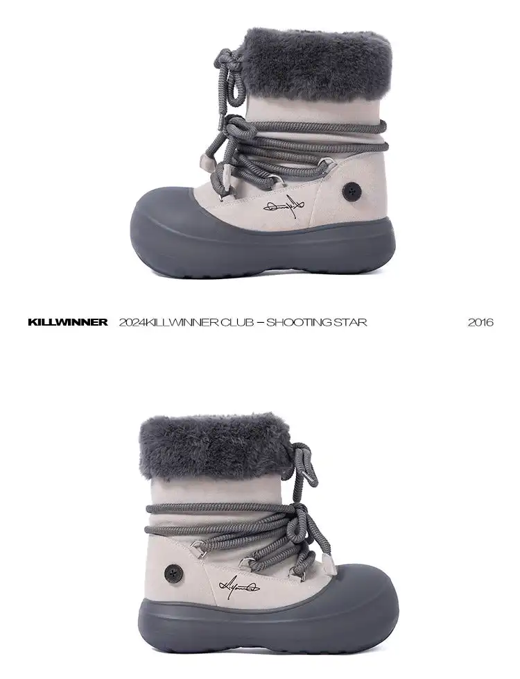 KILLWINNER丨Short Fur Long Tube Snow Boots
