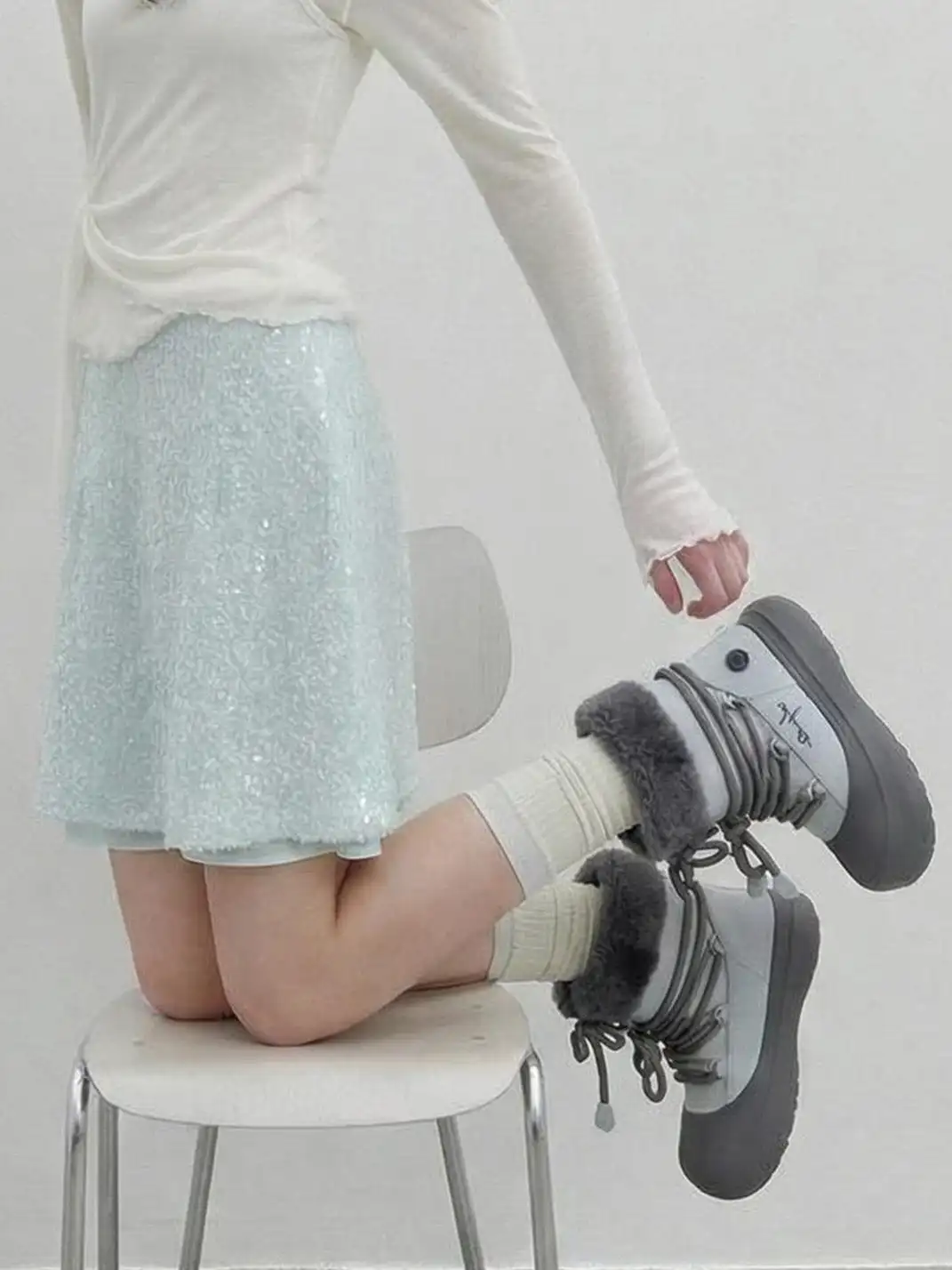 KILLWINNER丨Short Fur Long Tube Snow Boots