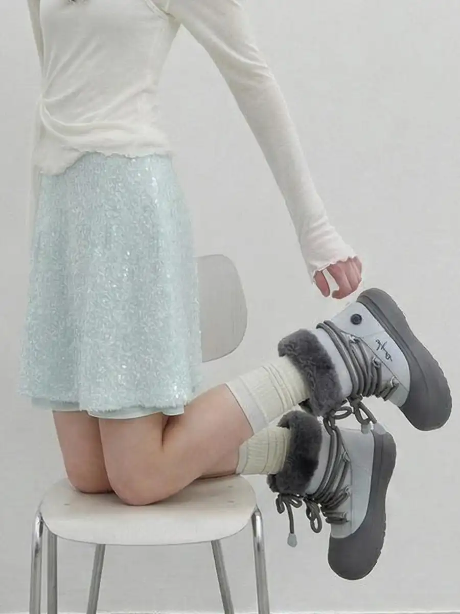 KILLWINNER丨Short Fur Long Tube Snow Boots - 3