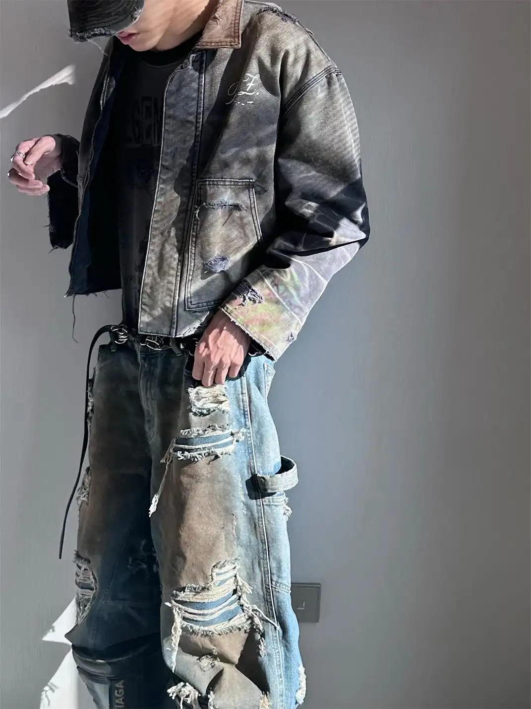 REGEN ZONE | Faded Washed Canvas Print Jacket