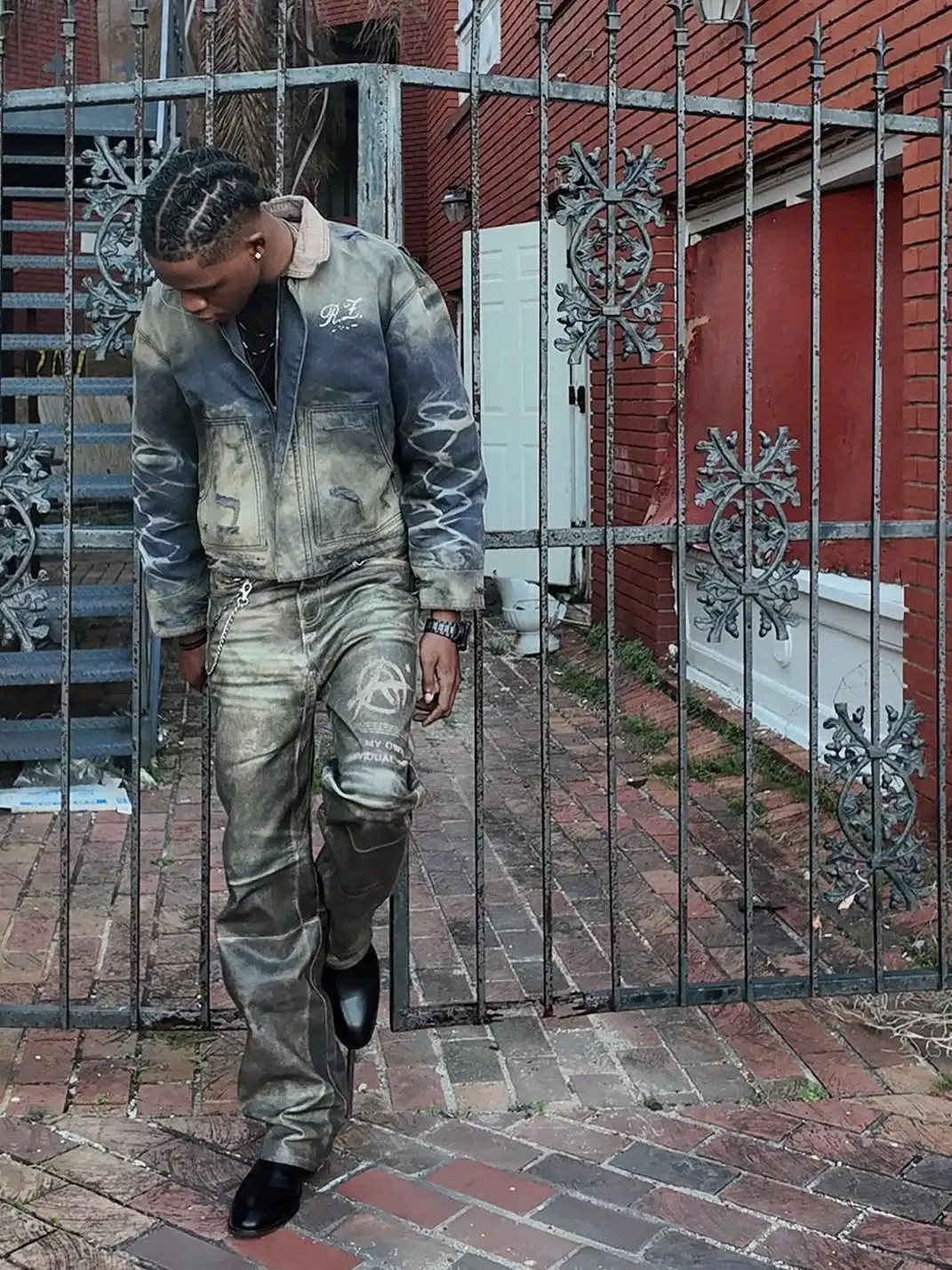 REGEN ZONE | Faded Washed Canvas Print Jacket
