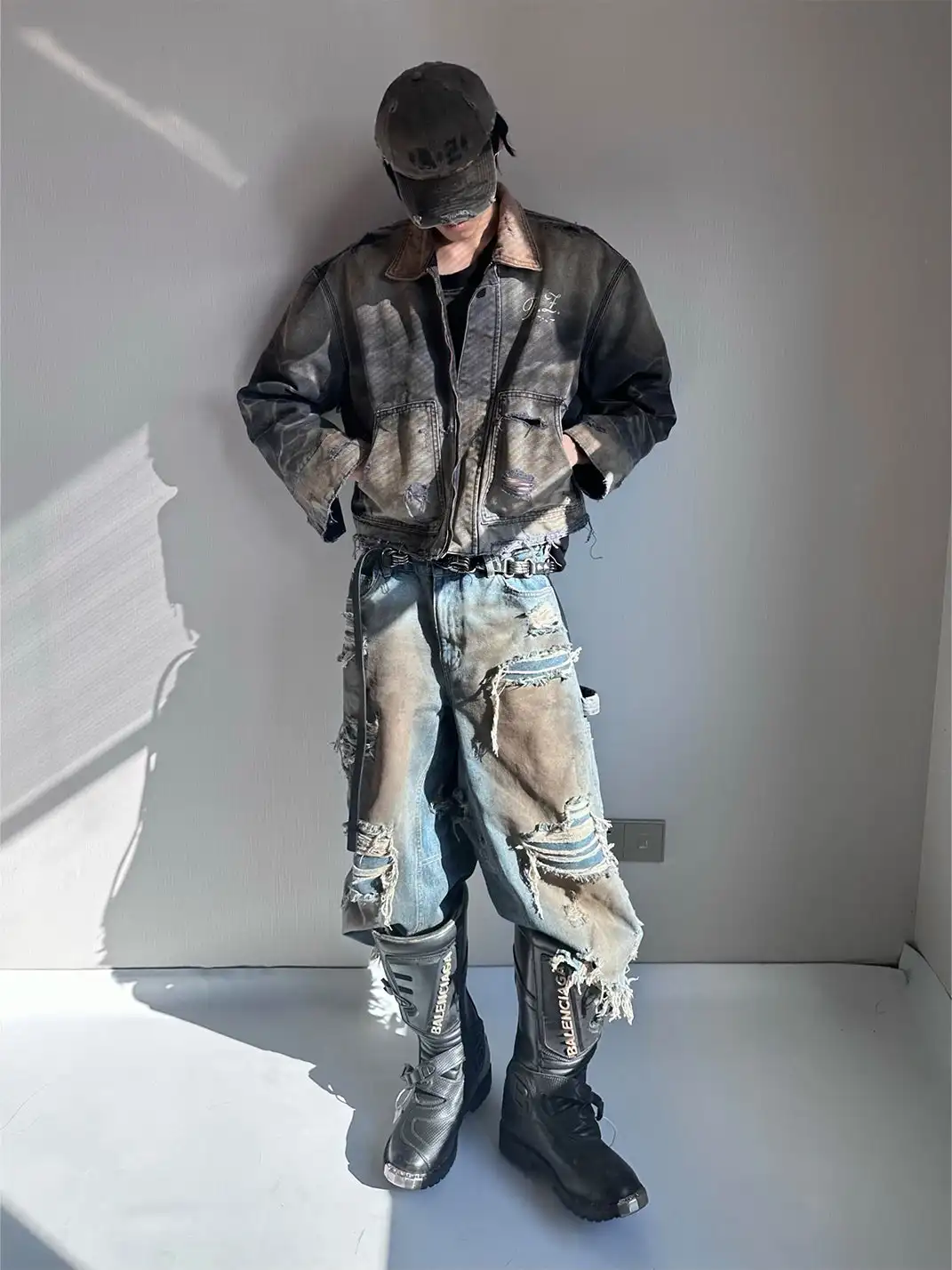 REGEN ZONE | Faded Washed Canvas Print Jacket