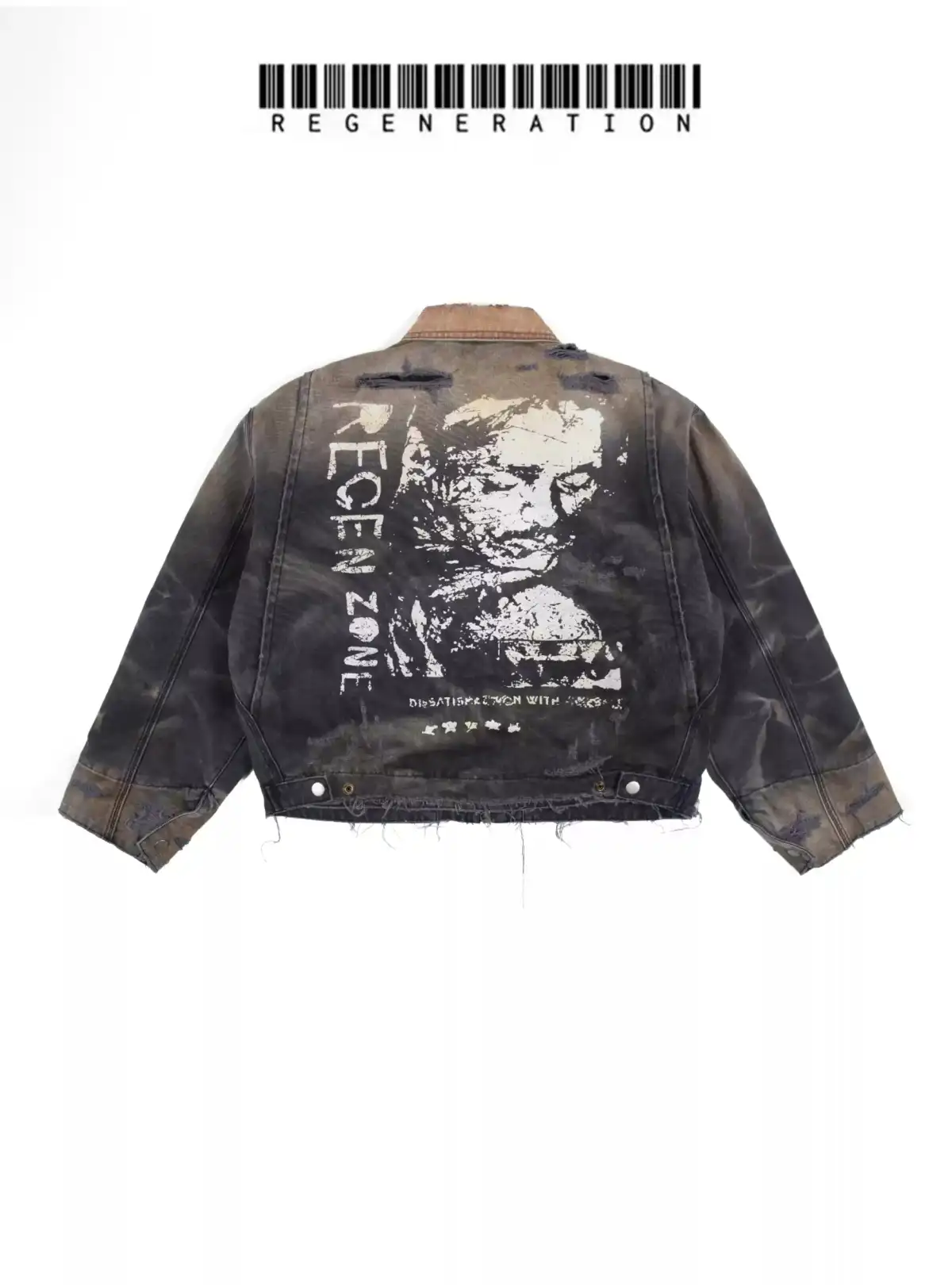 REGEN ZONE | Faded Washed Canvas Print Jacket