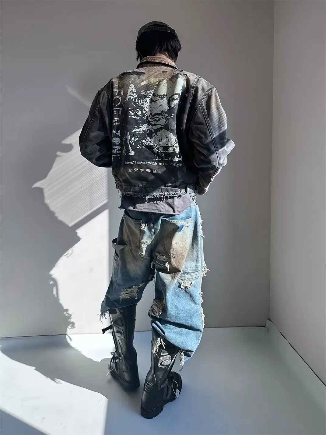 REGEN ZONE | Faded Washed Canvas Print Jacket