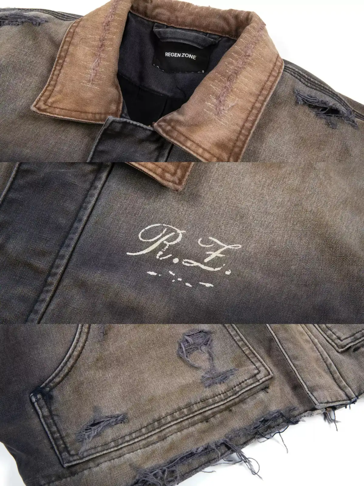 REGEN ZONE | Faded Washed Canvas Print Jacket
