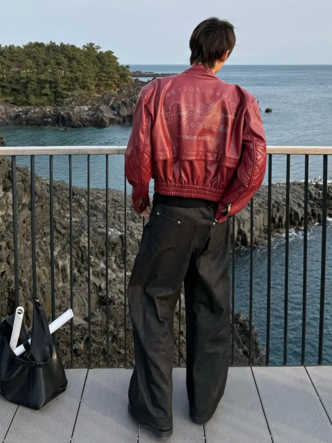 REGEN ZONE | Wine-red Leather Motorcycle Jacket