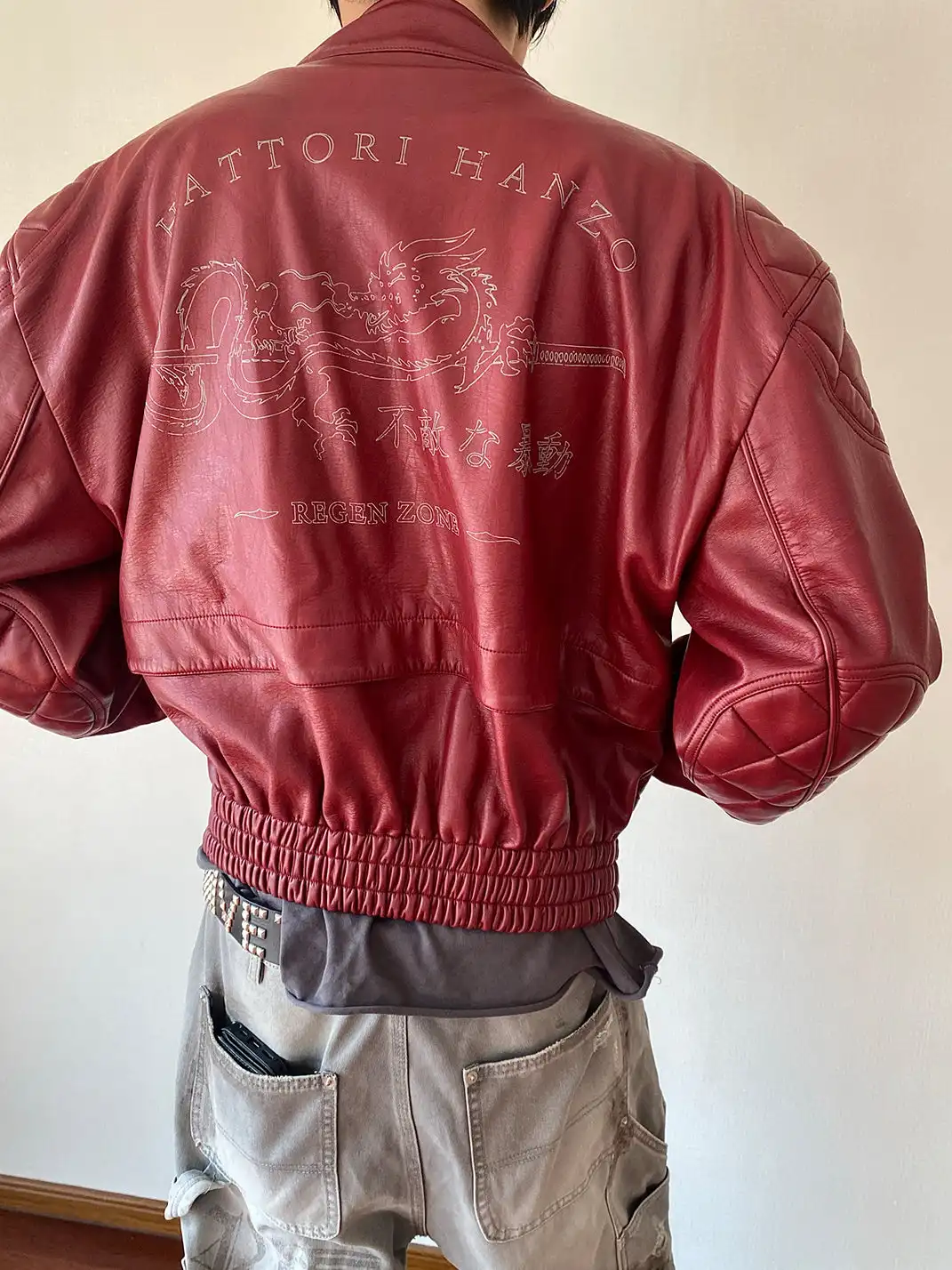 REGEN ZONE | Wine-red Leather Motorcycle Jacket